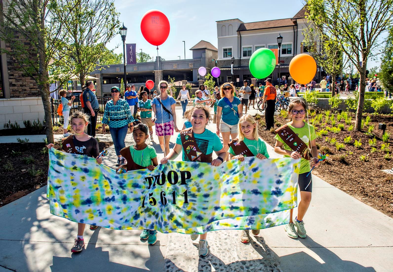 Brownie Troop Walking to the Town Green