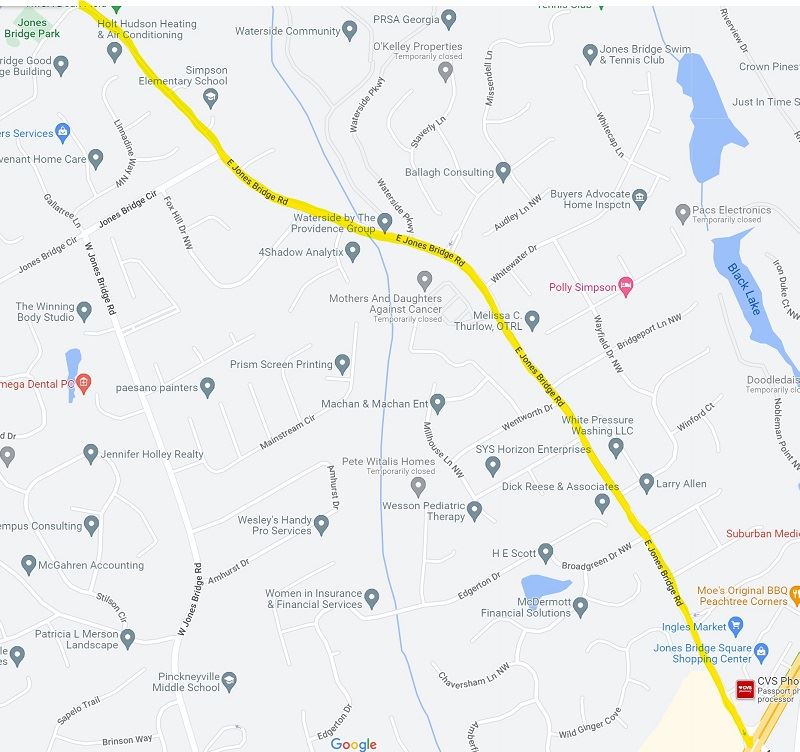 Map of East Jones Bridge Road