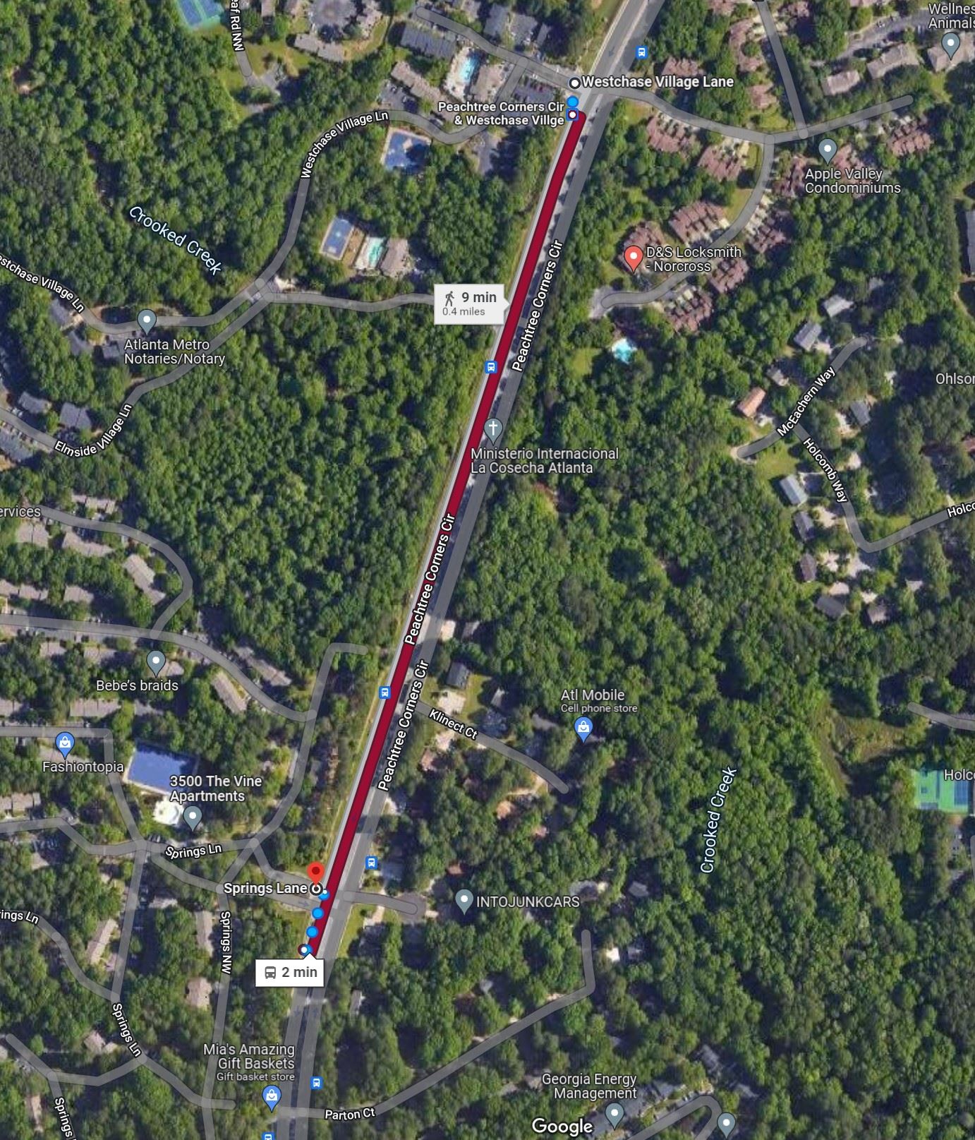 Image of Peachtree Corners Circle Map and Location of Project