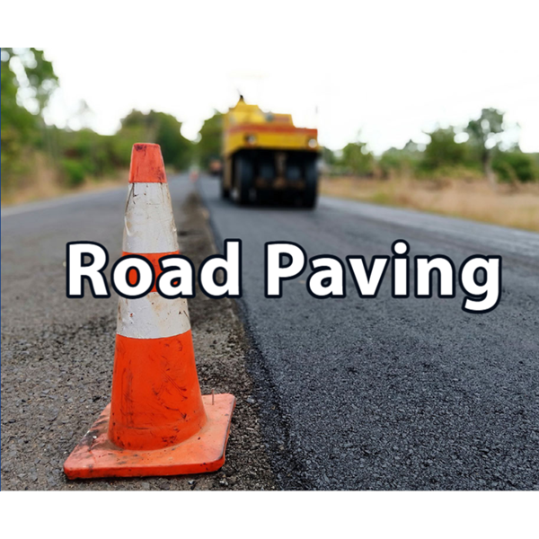 Road with Construction Cone and Heavy Equipment