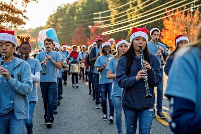 Band Marching and Playing in Parade