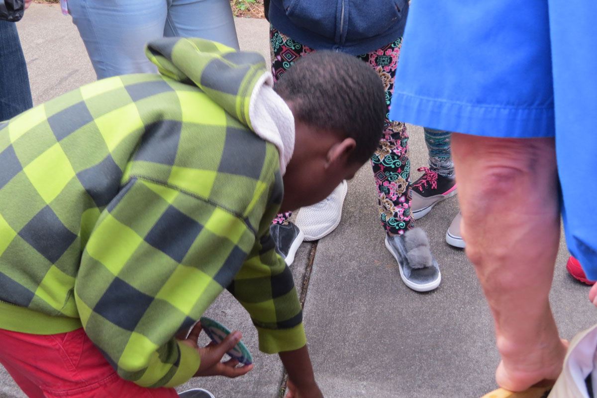 Child Labeling a Storm Drain
